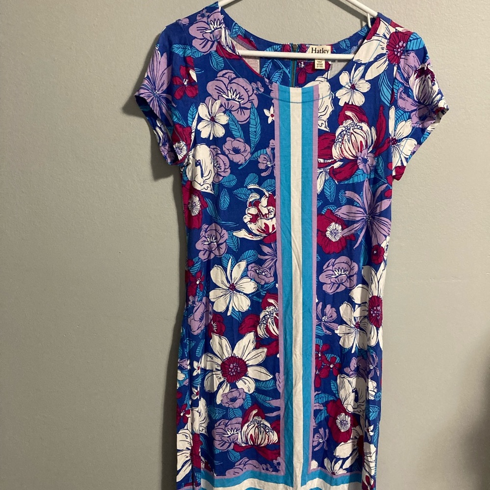 Hatley Summer Dress Blue Striped size Small